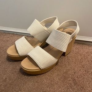 White platform heels